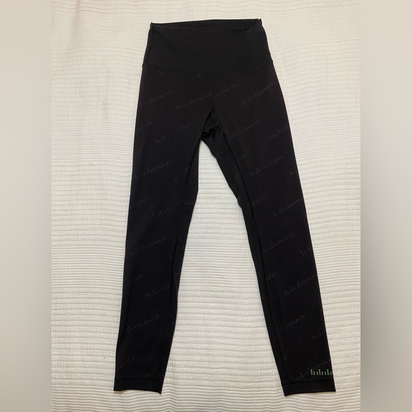 lululemon athletica Pants - Lululemon Wunder Train High-Rise Tight 25” Luxtreme Logo Print Black Size 6 RARE